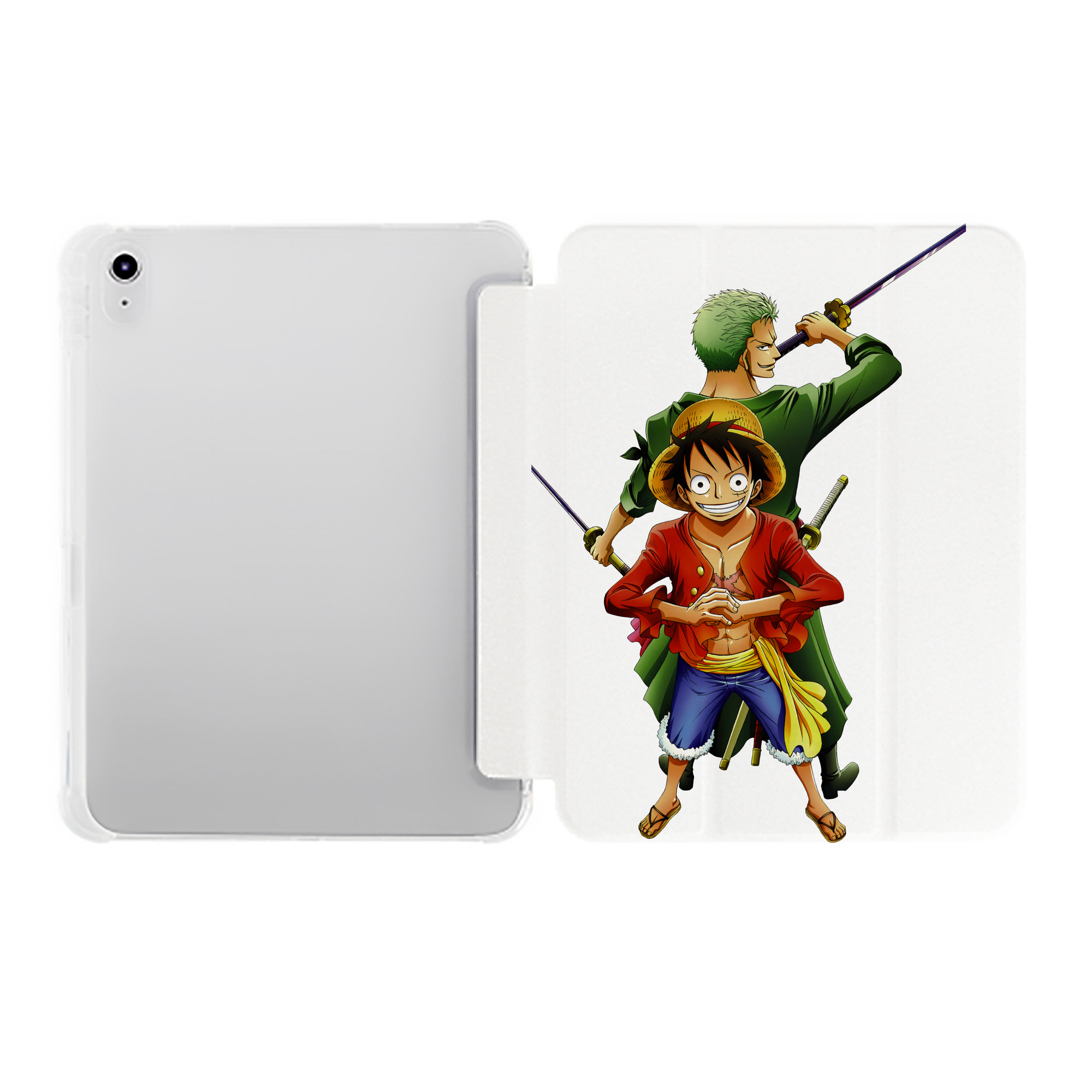 （画像用） ワンピース モンキー・D・ルフィ ONE PIECE Monkey D. Luffy IPad ケース ペン収納付き 三つ折りスタンド PUレザー×シリコン 対応機種9.5/10.5/10.9インチ